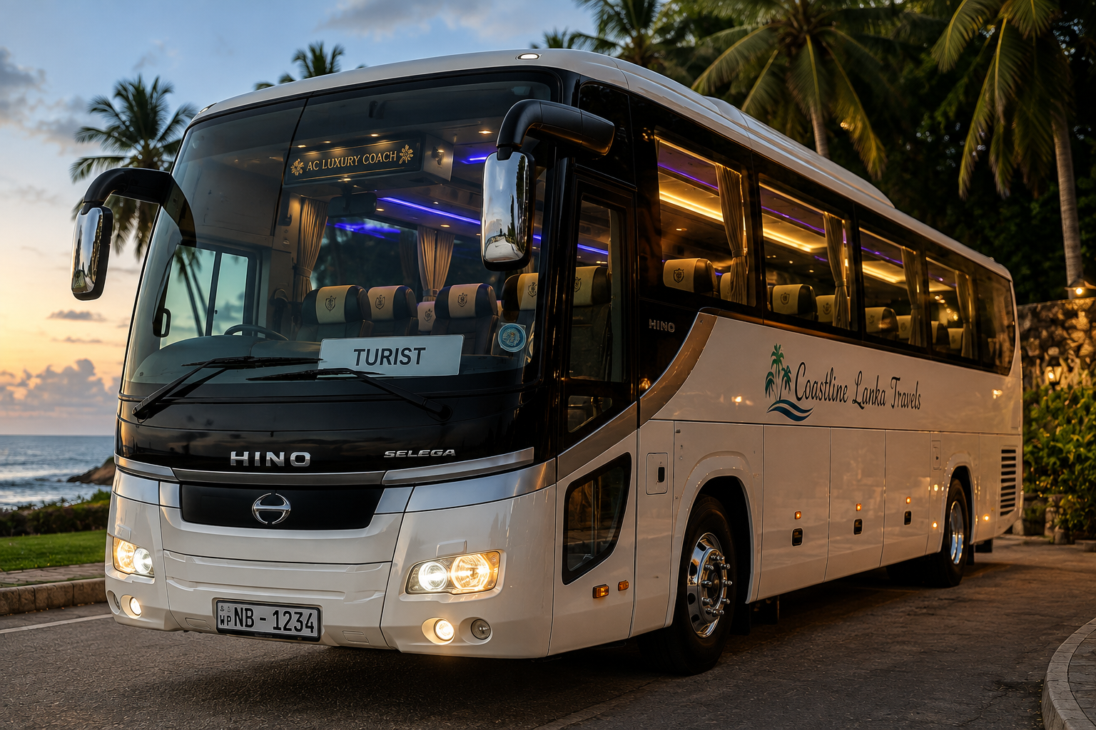 A/C mini bus with driver for group tours in Sri Lanka, seats 8 to 12